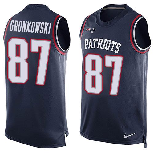 Nike Patriots #87 Rob Gronkowski Navy Blue Team Color Men's Stitched NFL Limited Tank Top Jersey - Click Image to Close